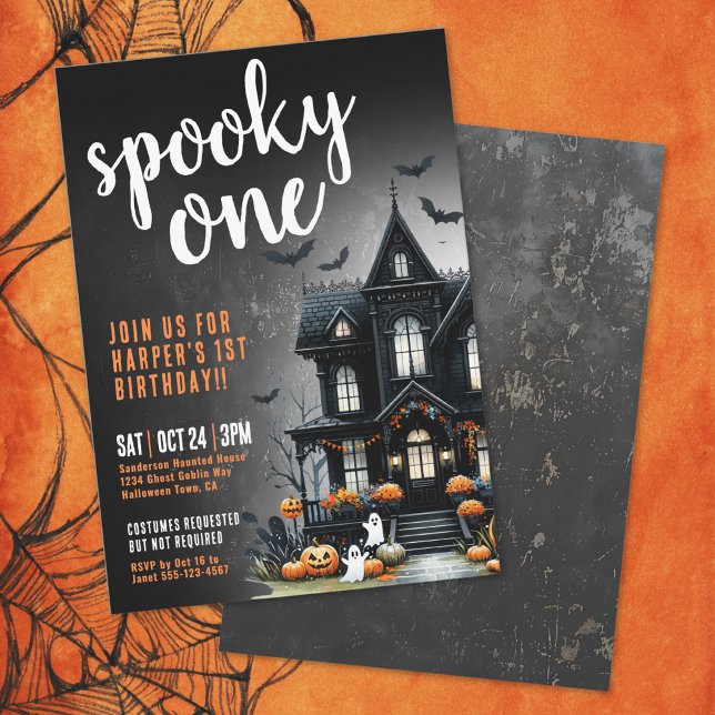 Invitation Un joyeux premier anniversaire Halloween pour le p (Spooky One Halloween 1st Birthday Invitation)