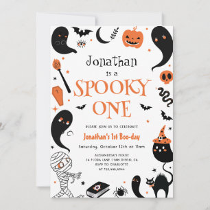 Invitation Un joyeux Spooky One Halloween Garçon Photo 1er An