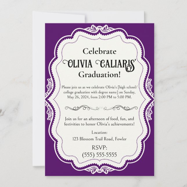 Invitation Un kaléidoscope de fête : Plum mûr (Devant)