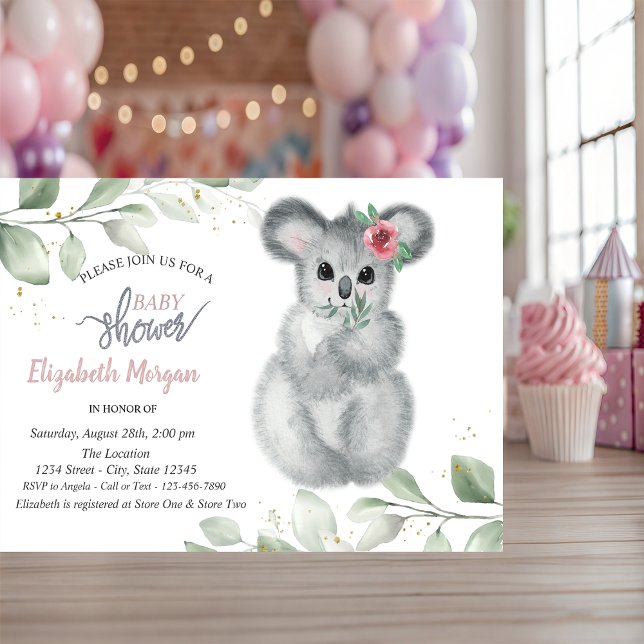 Invitation Un koala mignon quitte la baby shower (Créateur téléchargé)