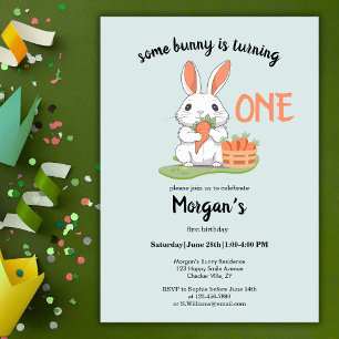 Invitation Un Lapin Est Un Garçon Filles 1Er Anniversaire