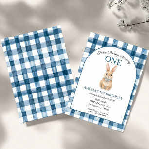 Invitation Un Lapin Fait Un An Anniversaire Bleu Tout Âge