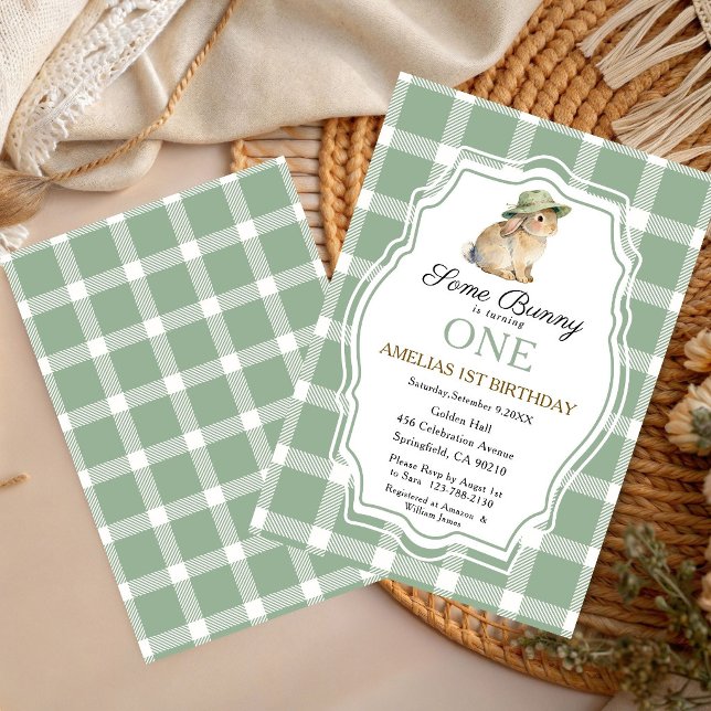Invitation Un Lapin Fait Un An Anniversaire Vert Tout Âge (Créateur téléchargé)