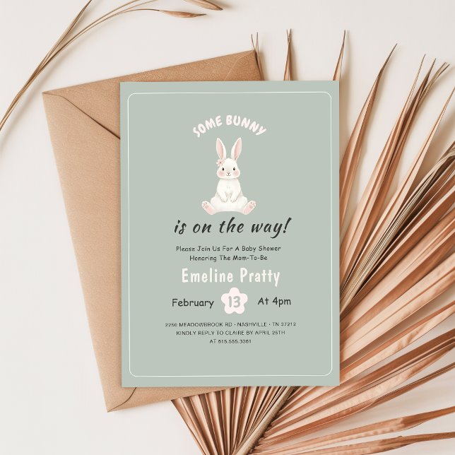 Invitation Un Lapin sur le Chemin Mignonne Fête de Naissance  (Créateur téléchargé)