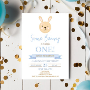 Invitation Un Lapin Tourne Bleu Personnalisé Fête D'Anniversa