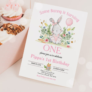 Invitation Un Lapin Tourne Un Lapin 1Er Anniversaire Fête