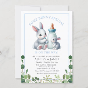 Invitation Un lapin verdoyant au Baby shower de lait
