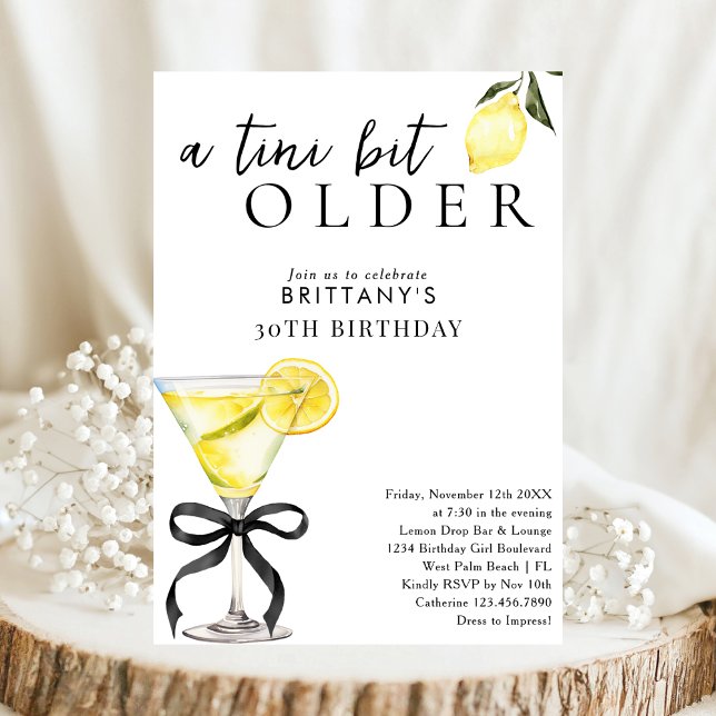 Invitation Un Lemon Drop Martini Un Peu Plus Vieux 30 ans Ann (Créateur téléchargé)