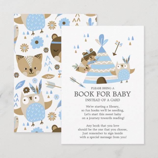 Invitation Un livre de Baby shower pour bébé sauvage de la fo (Devant / Derrière)