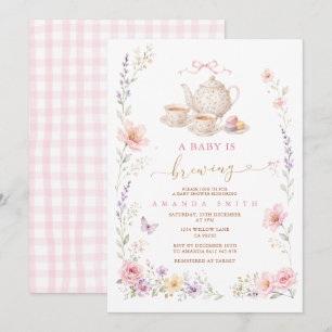 Invitation Un macaron de wildflower A Baby Is Brewing