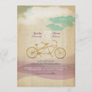 Invitation Un mariage à l'aquarelle à bicyclette géant