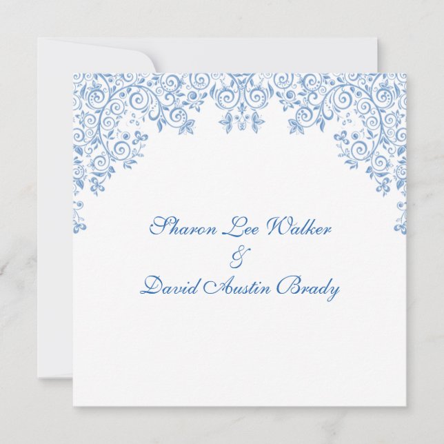 Invitation Un Mariage Blanc Et Bleu Enchantent (Devant)