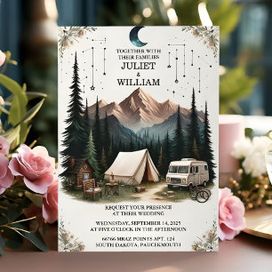 Invitation Un Mariage Cabine de Camping  en bois Sky Tree