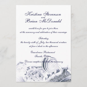 Invitation Un mariage de coquillages bleus de la marine artis
