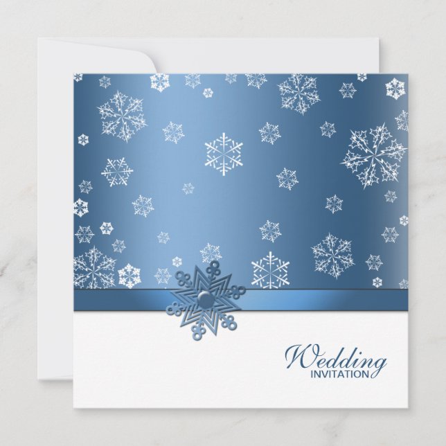 Invitation Un mariage de flétan blanc et bleu d'hiver vous in (Devant)