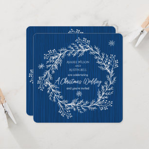 Invitation Un mariage de Noël White Chalk Designs sur bleu