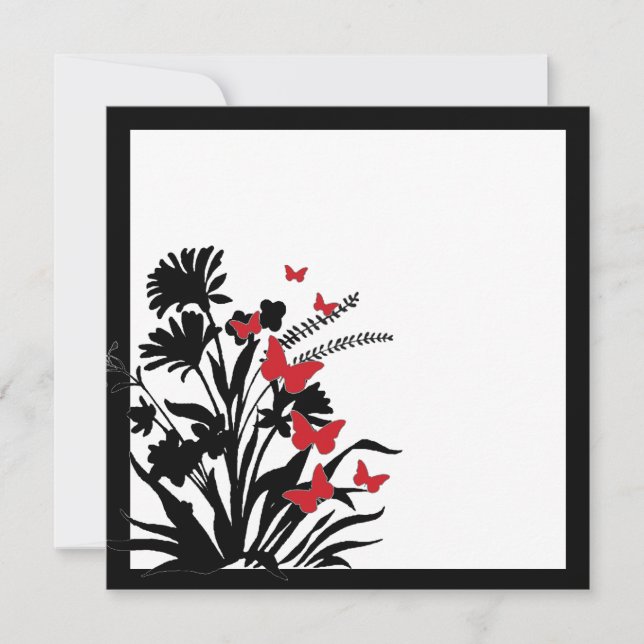 Invitation Un mariage de papillon rouge noir blanc invite à l (Devant)
