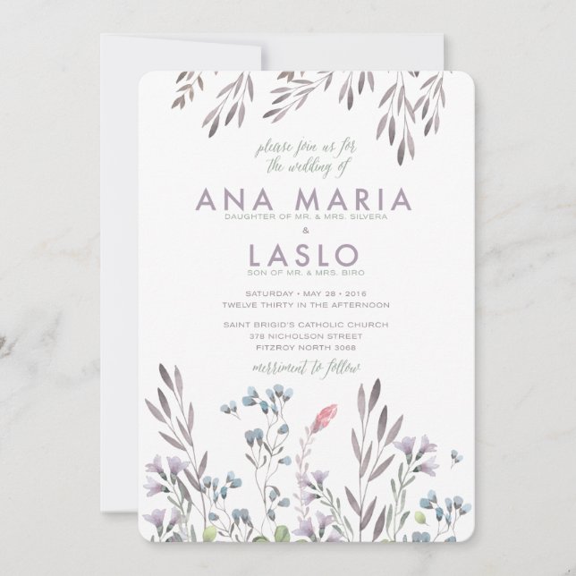 Invitation Un Mariage Fleur sauvage - Laslo (Devant)