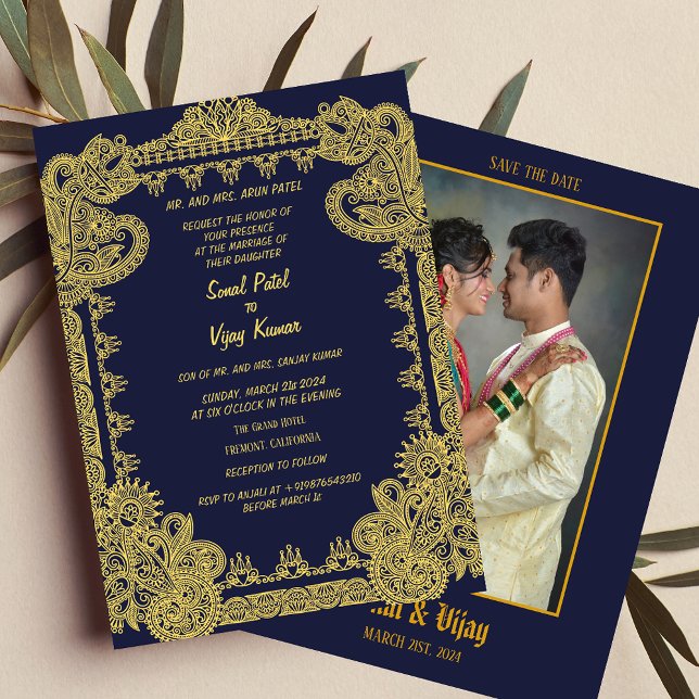 Invitation Un Mariage indien hindou en duple avec une image (Créateur téléchargé)
