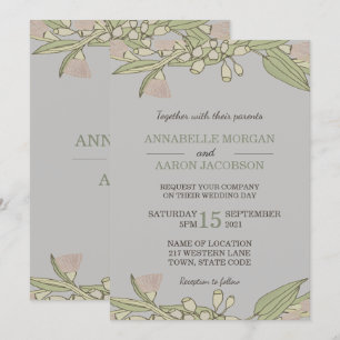 Invitation Un mariage rose avec un Fleur sauvage australien G