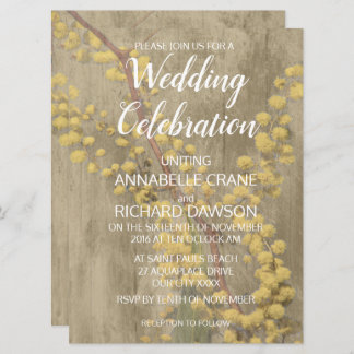 Invitation Un mariage rustique d'arbre à bois australien invi