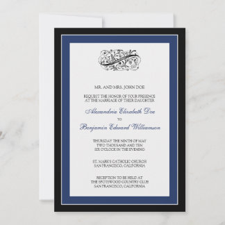Invitation Un mariage tout simple, 5 x 7 Noirs/Marine