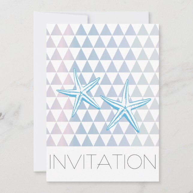 Invitation Un mariage triangulaire Motif d'étoiles de mer inv (Devant)