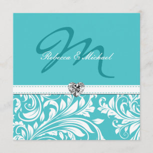 Invitation Un mariage Turquoise élégant avec un losange