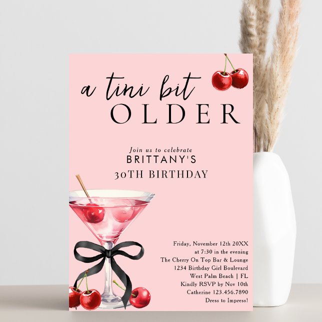 Invitation Un Martini Cerise Un Peu Plus Rose 30ème Anniversa (Créateur téléchargé)