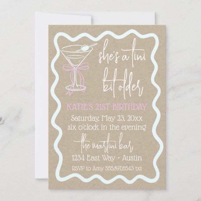 Invitation Un Martini d'anniversaire un peu plus vieux 21e an (Devant)