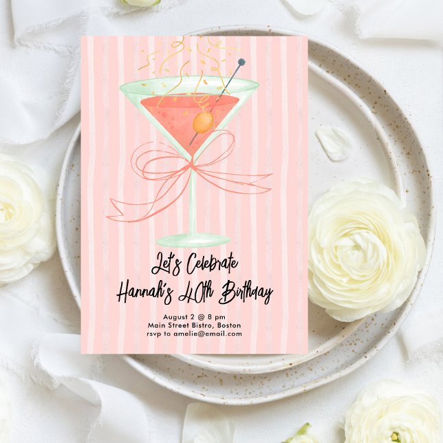 Invitation Un Martini et un anniversaire marquant (Créateur téléchargé)