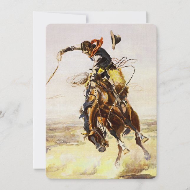 Invitation « Un mauvais cheval » par Charles M Russell (Devant)