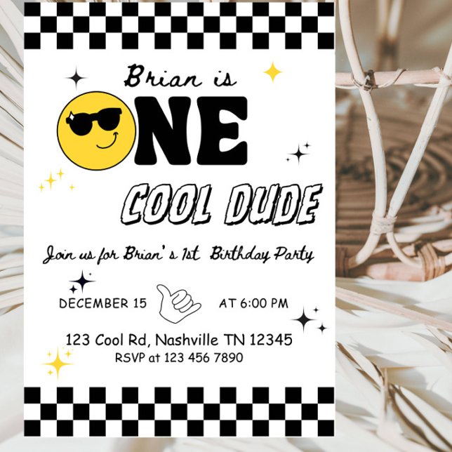 Invitation Un mec cool 1er anniversaire-Garçon cool premier a (Créateur téléchargé)