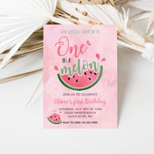 Invitation Un melon à l'eau pastel pour 1er anniversaire