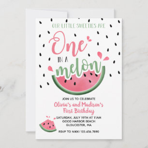 Invitation Un melon jumeau gâteau d'anniversaire de premier a