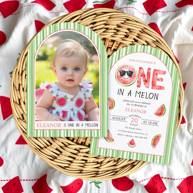 Invitation Un melon pour un an 1er anniversaire pastèque été (Créateur téléchargé)