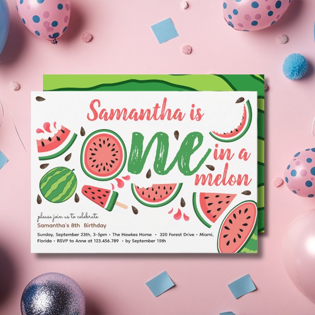 Invitation Un melon pour un premier anniversaire de pastèque (Créateur téléchargé)
