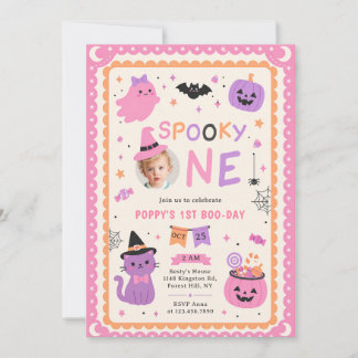 Invitation Un mignon fantôme d'Halloween pour un premier anni