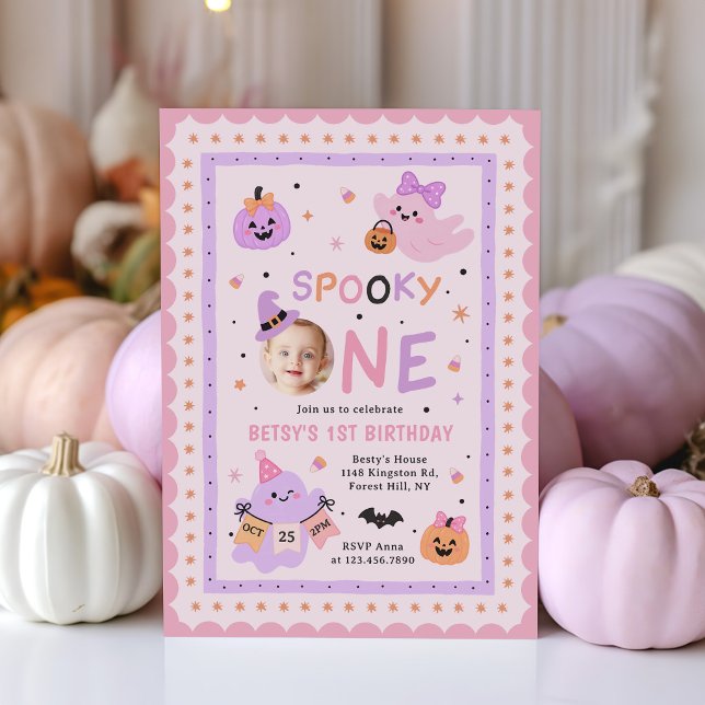 Invitation Un mignon fantôme d'Halloween pour un premier anni (Créateur téléchargé)