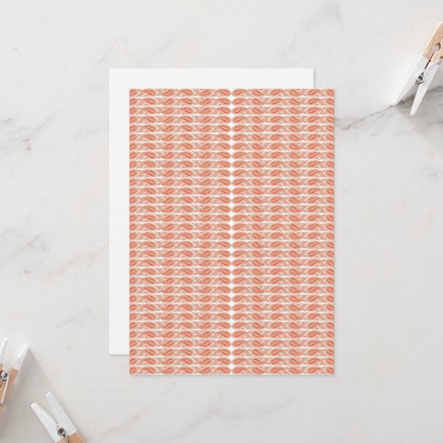 Invitation un motif orange et blanc sur fond blanc (Devant/Arrière en situation)