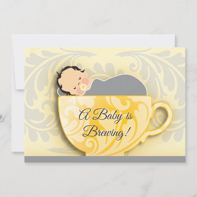 Invitation Un neutre de genre du thé | de baby shower (Devant)