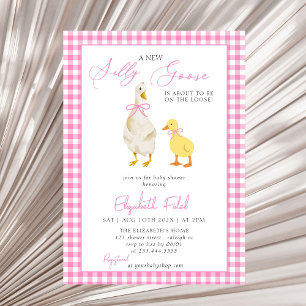 Invitation Un nouveau Baby shower de En vichy rose d'oie