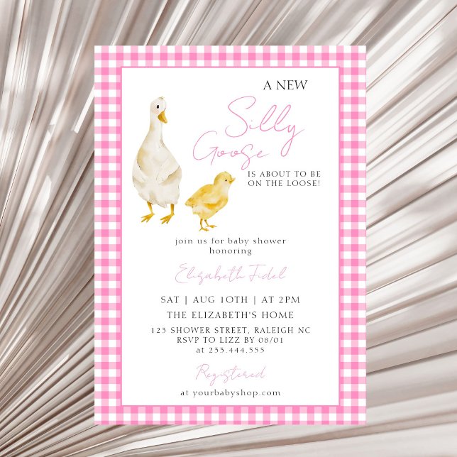 Invitation Un nouveau Baby shower de En vichy rose d'oie (Créateur téléchargé)