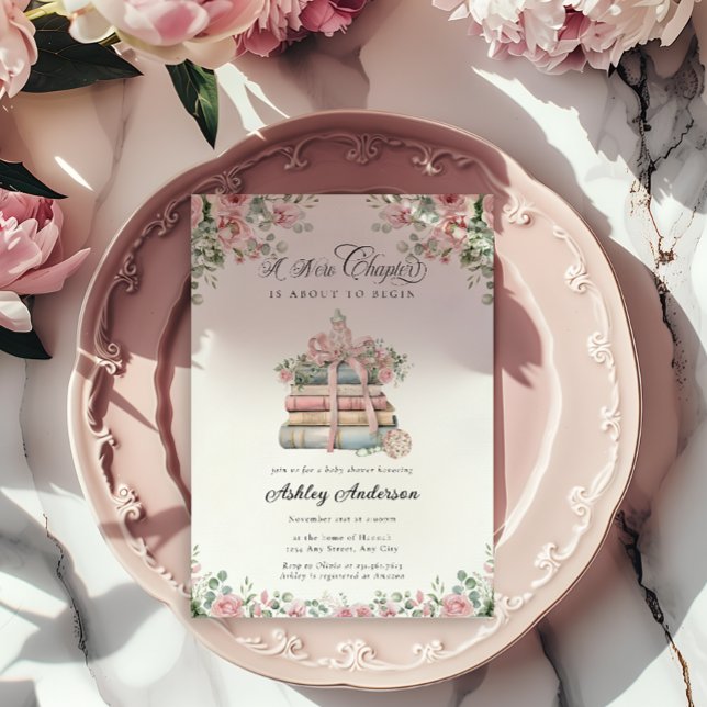 Invitation Un nouveau Baby shower de livre d'histoires (Créateur téléchargé)