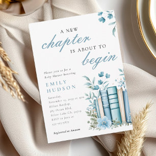 Invitation Un Nouveau Chapitre Baby Shower Bleu