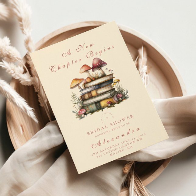 Invitation Un nouveau chapitre Books Woodland Musroom Books (Créateur téléchargé)