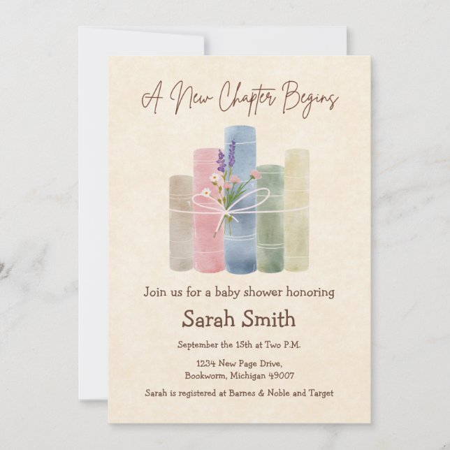 Invitation Un nouveau chapitre commence - Baby Shower (Devant)