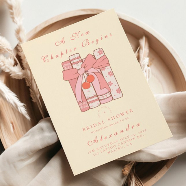 Invitation Un nouveau chapitre commence cerise arc rose nupti (Créateur téléchargé)