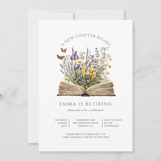 Invitation Un nouveau chapitre commence Fête de retraite (Devant)