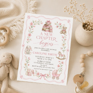 Invitation Un nouveau chapitre commence Fleur Livre Baby Show